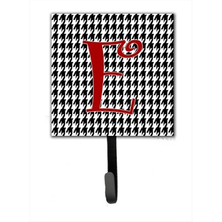Carolines Treasures 4.25 x 6 in. Letter E Initial Monogram Houndstooth Black Leash Or Key Hook CJ1035-ESH4